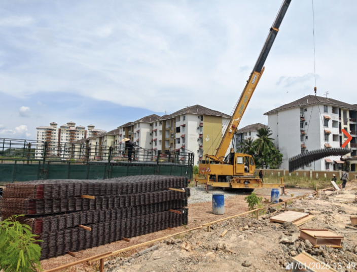 Construction progress with earthwork activities